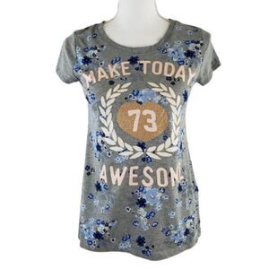 NWT Epic Threads Girl’s Graphic Floral Tee XL Gray “Make Today Awesome”